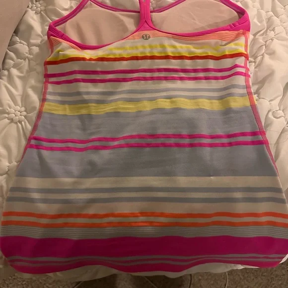 Lululemon Pink and Yellow Striped Tank Top - Picture 2 of 3